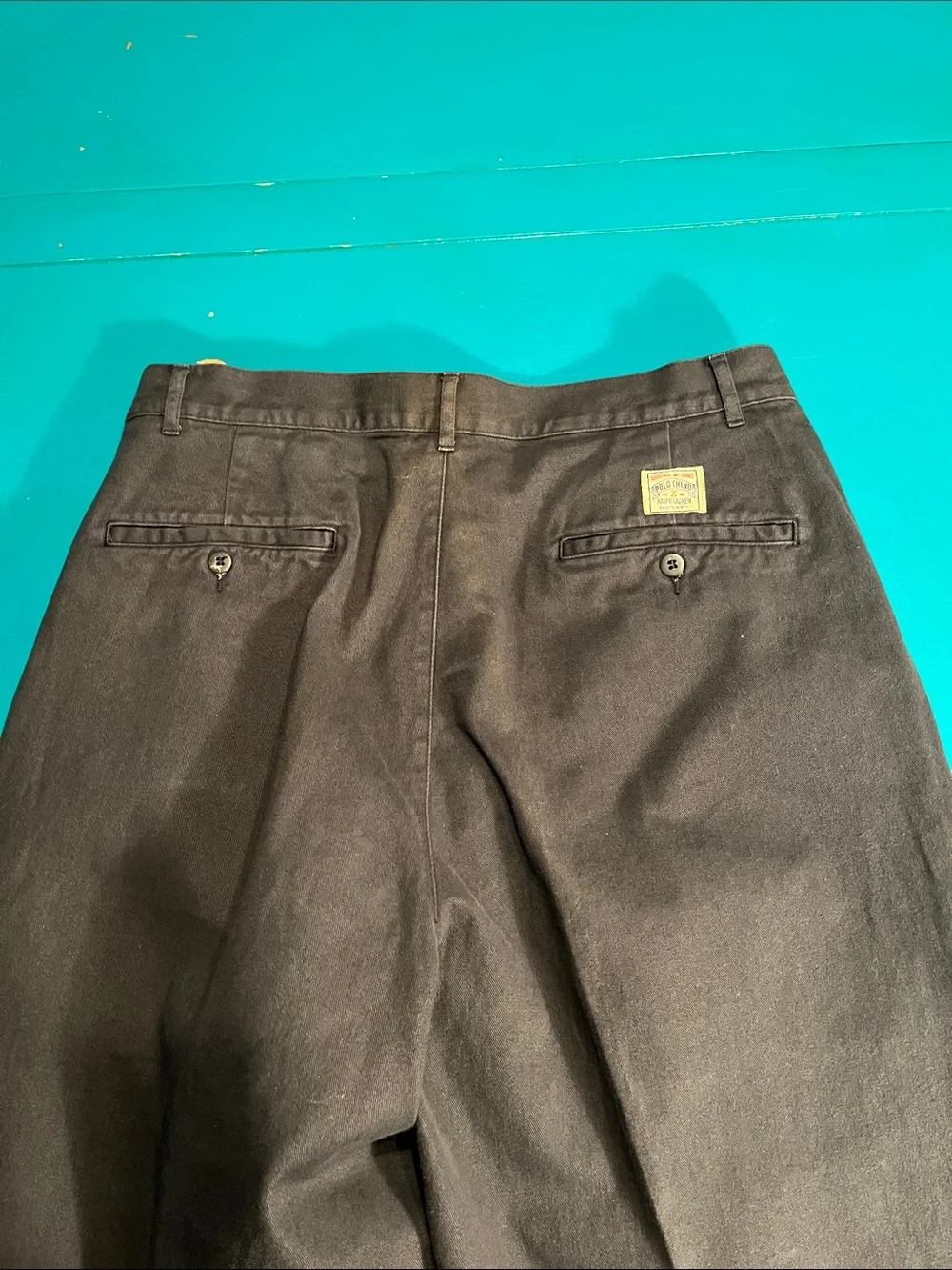 Vintage Logo Polo by Ralph Lauren Grey Pleated Chinos - Straight Leg
